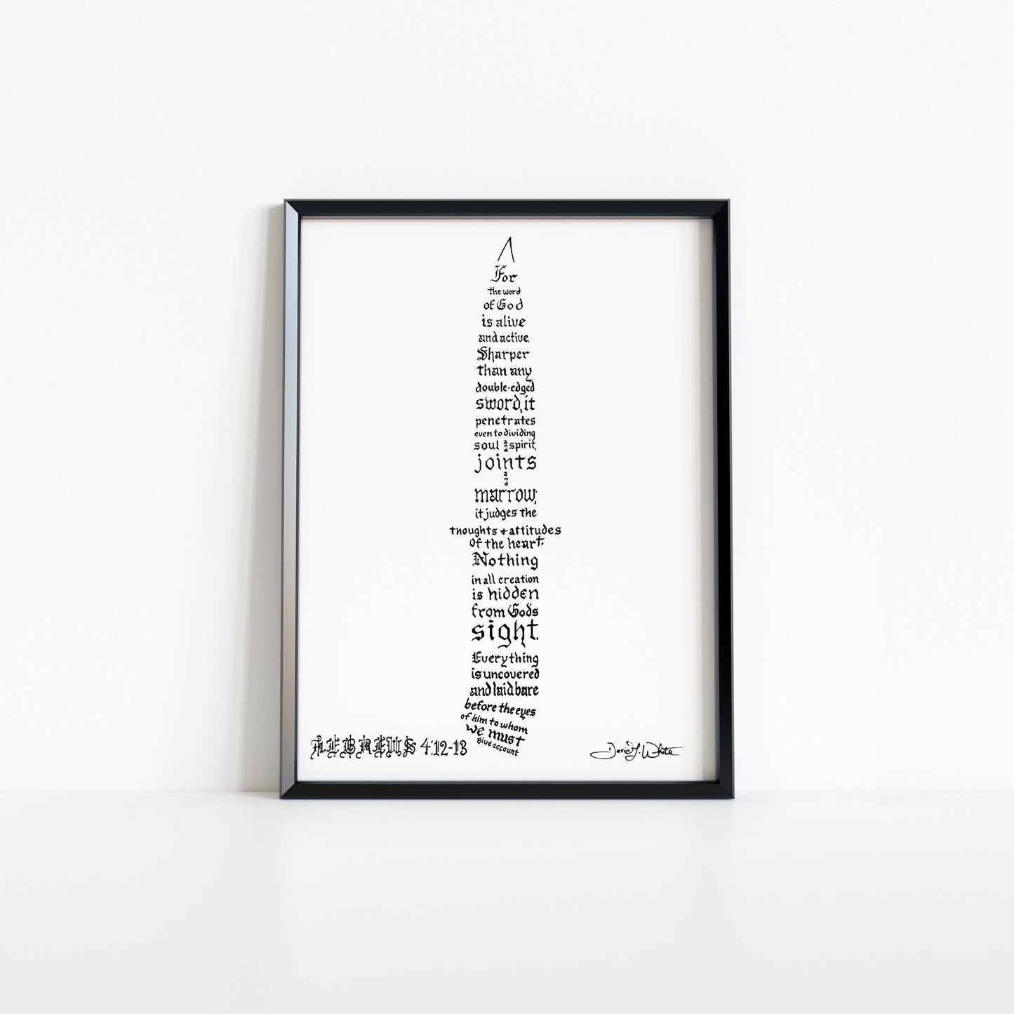 Hebrews 4 12 13 Bible Verse Calligraphy Art