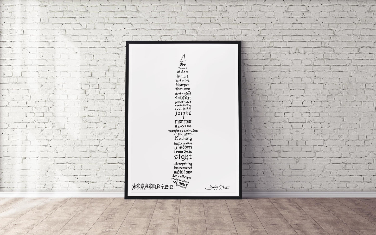 Hebrews 4 12 13 Bible Verse Calligraphy Art Christian