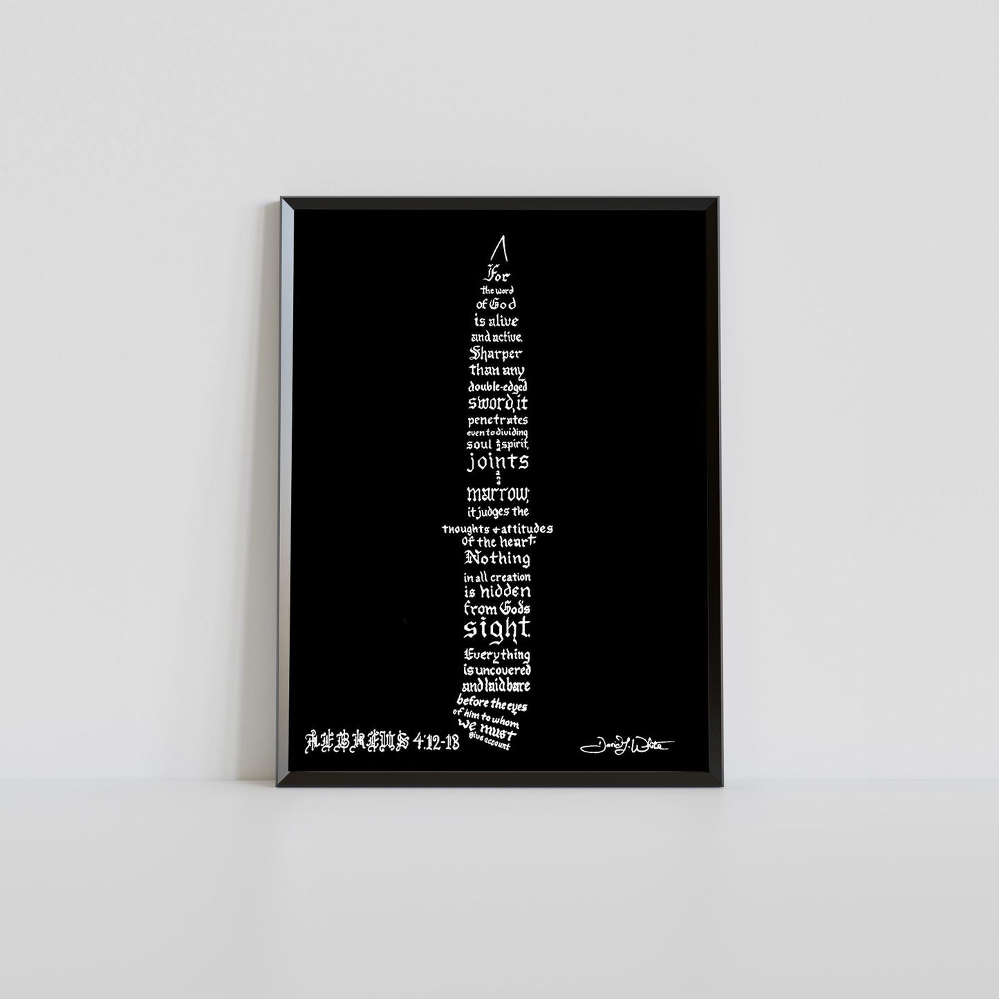 Hebrews 4 12 13 Scripture Calligraphy Art Print