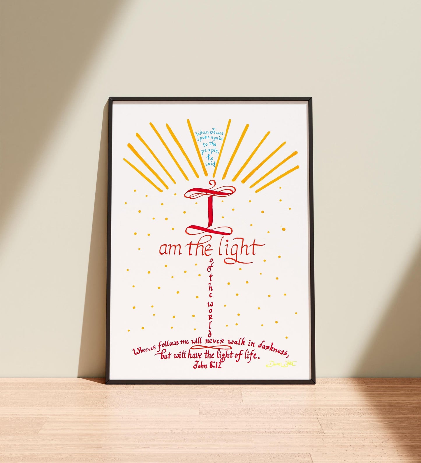 John 8 12 Bible Calligraphy Art Print