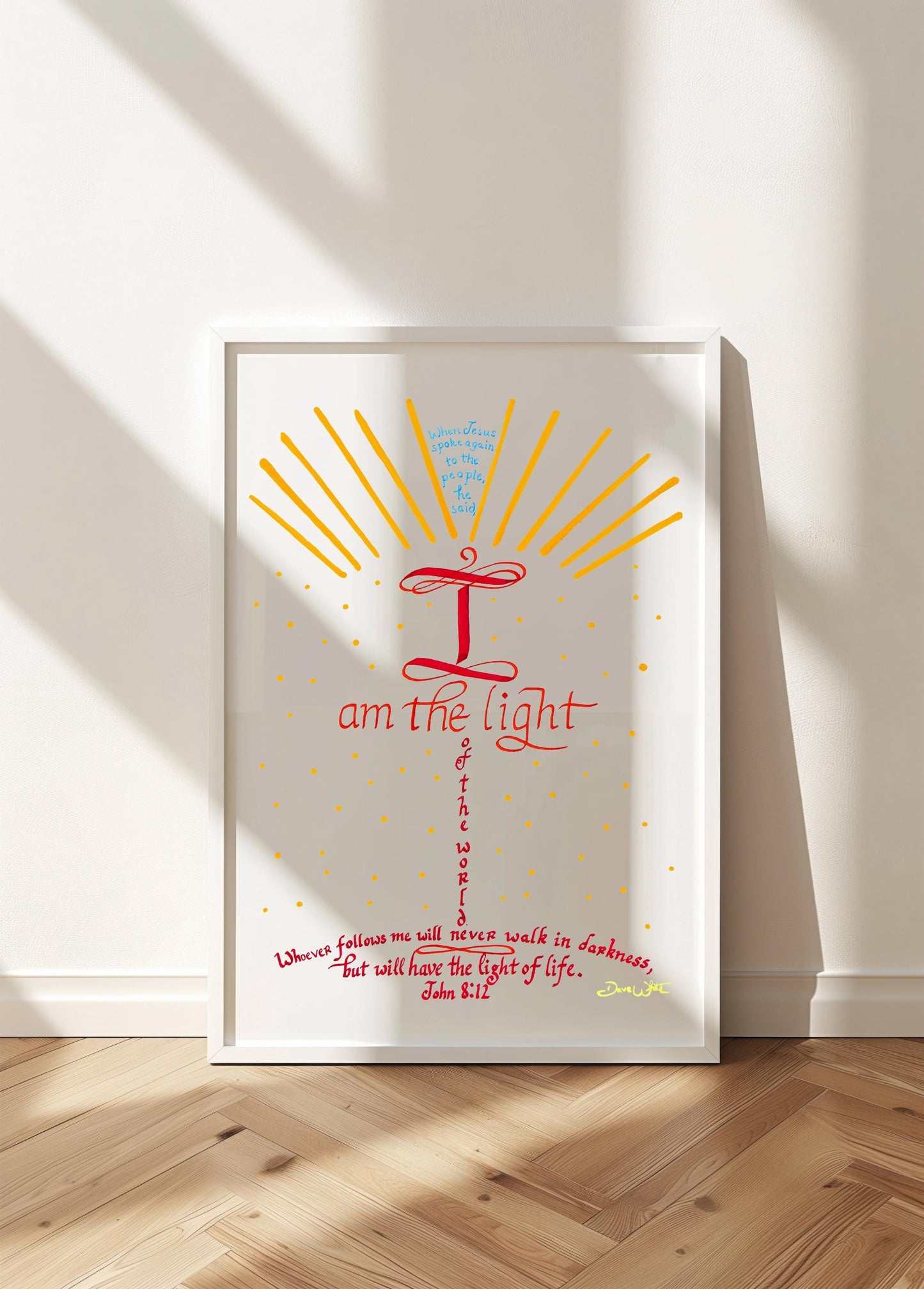 Bible Verse Calligraphy Christian Wall Art John 8 12