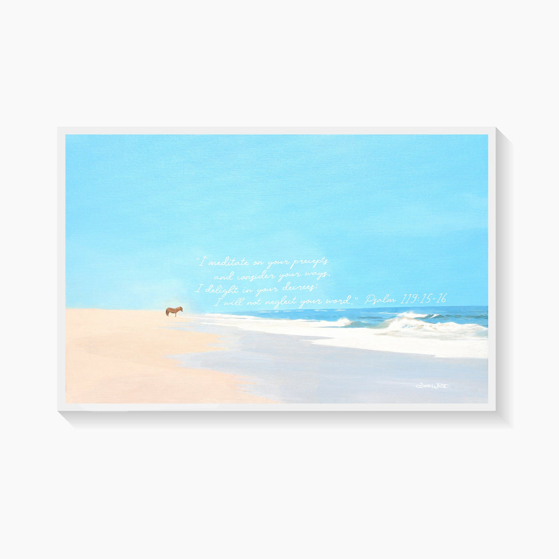 Assateague Island Painting, Psalm 119:15-16 - New Life Calligraphy