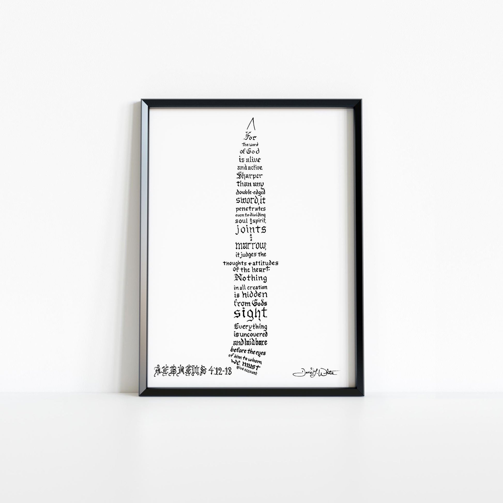 Hebrews 4 12 13 Bible Verse Calligraphy Art