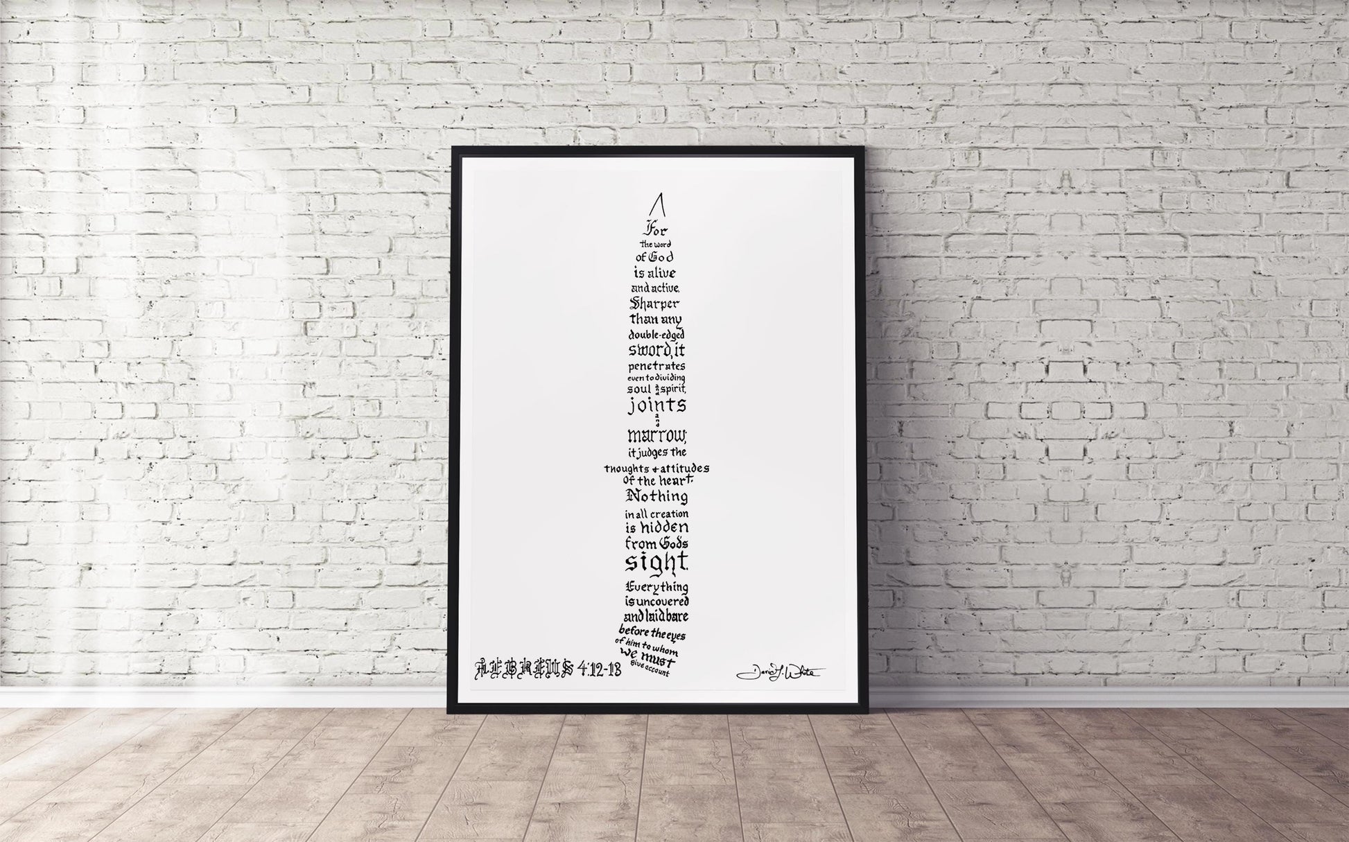 Hebrews 4 12 13 Bible Verse Calligraphy Art Christian