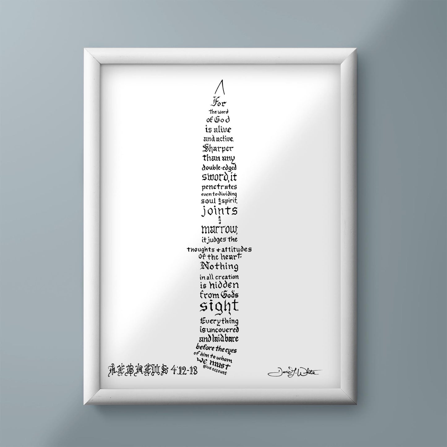 Hebrews 4 12 13 Bible Verse Calligraphy Artwork