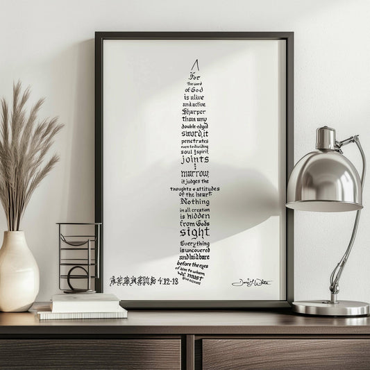 Hebrews 4 12 13 Scripture Calligraphy Art