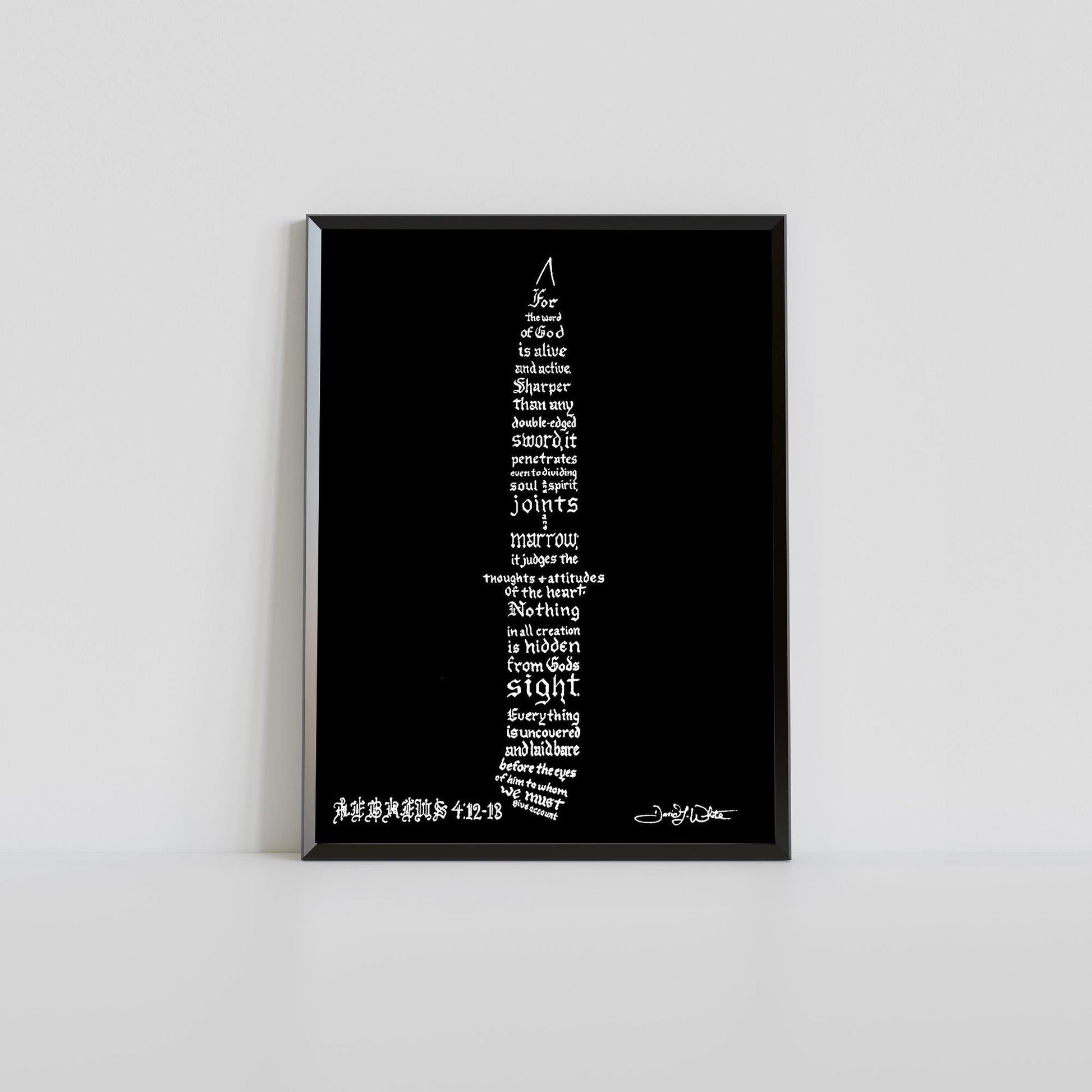 Hebrews 4 12 13 Scripture Calligraphy Art Print