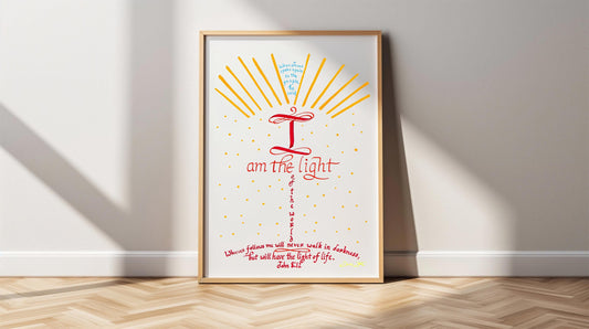 John 8 12 Bible Calligraphy Artwork Christian Wall Art