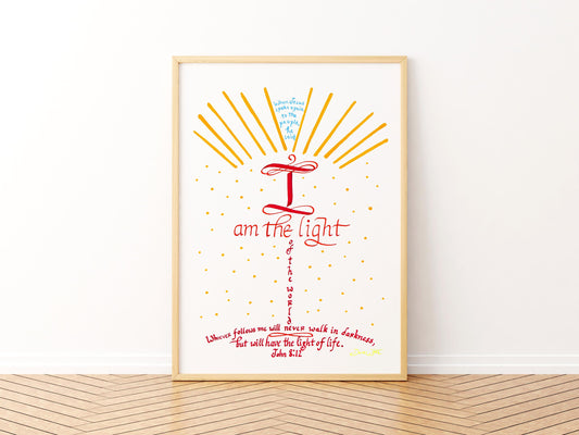John 8 Verse 12 Scripture Calligraphy Print