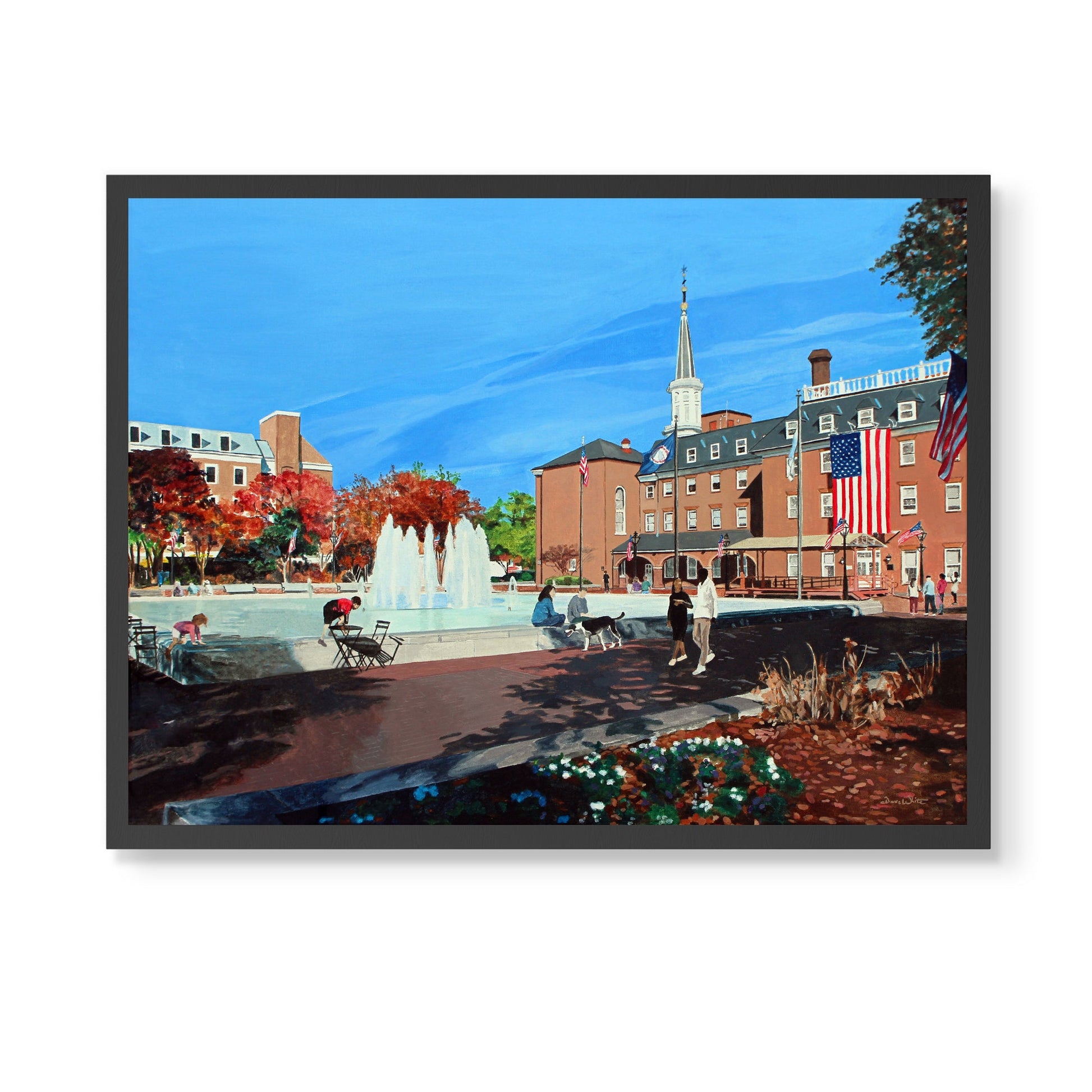 Alexandria Virginia Old Town Market Plaza Painting Art Print - Dave White Artist