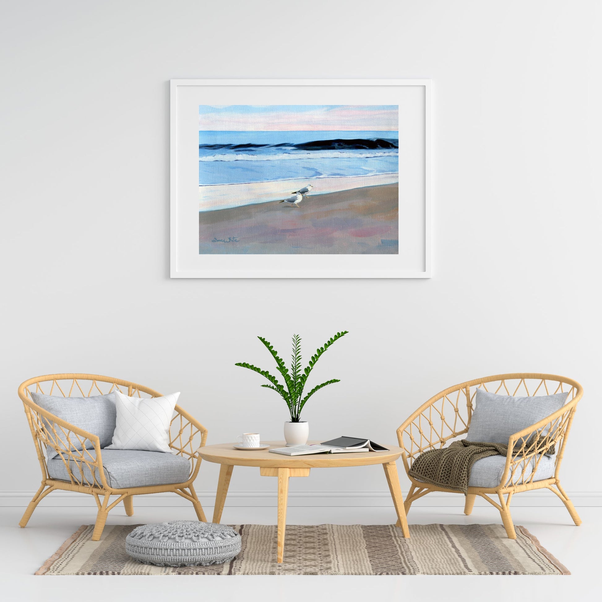 Bethany Beach Delaware Wall Art of Seascape Painting 12x16 - New Life Calligraphy