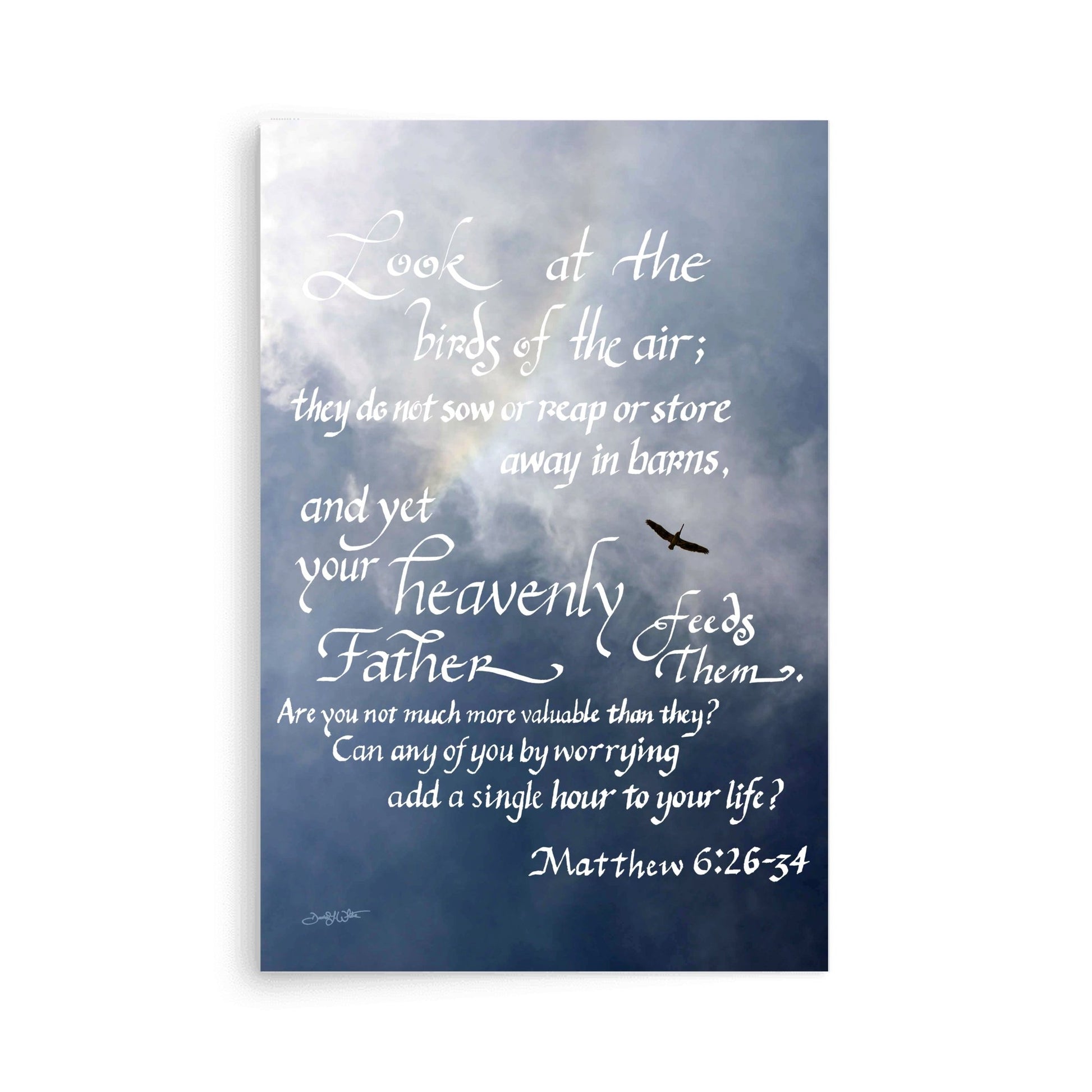 Bible Verse Art Print Matthew 6:26 - 34 Calligraphy Christian Wall Art - New Life Calligraphy