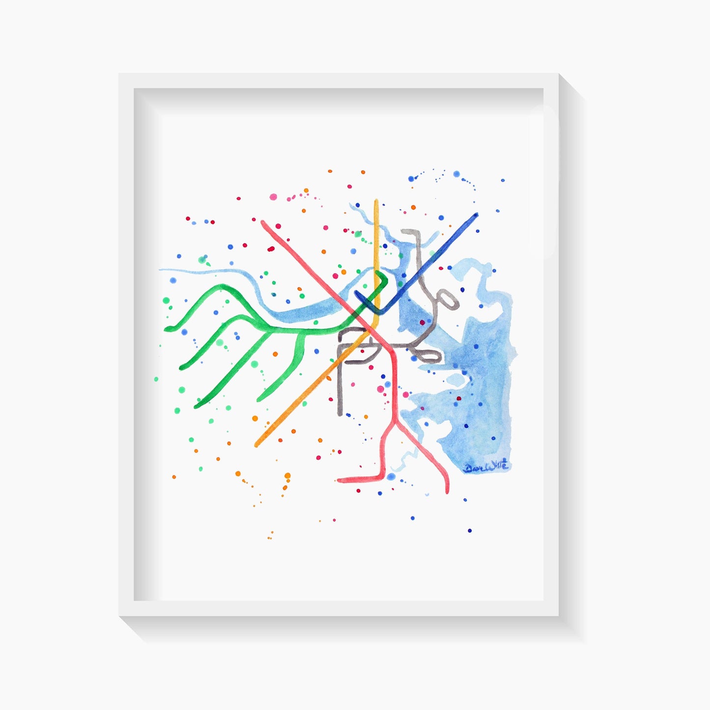 Boston T Map MBTA Transit Art Print - Dave White Artist