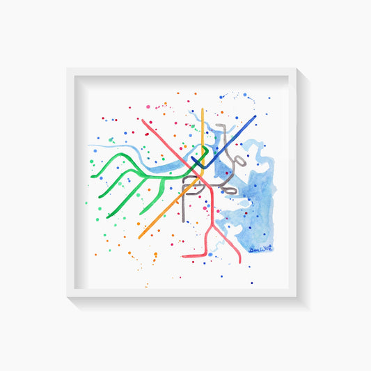 Boston T Map MBTA Transit Art Print - Dave White Artist