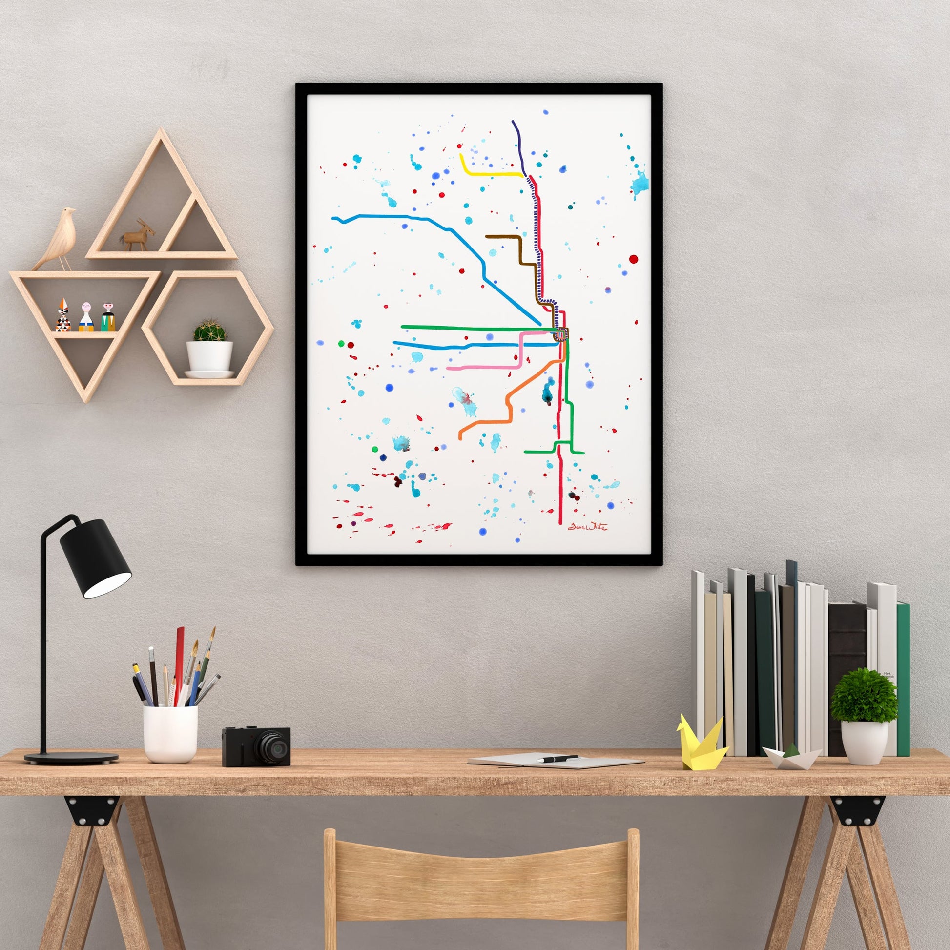 Chicago L Map 12x16 Wall Art Print Watercolor Painting - New Life Calligraphy