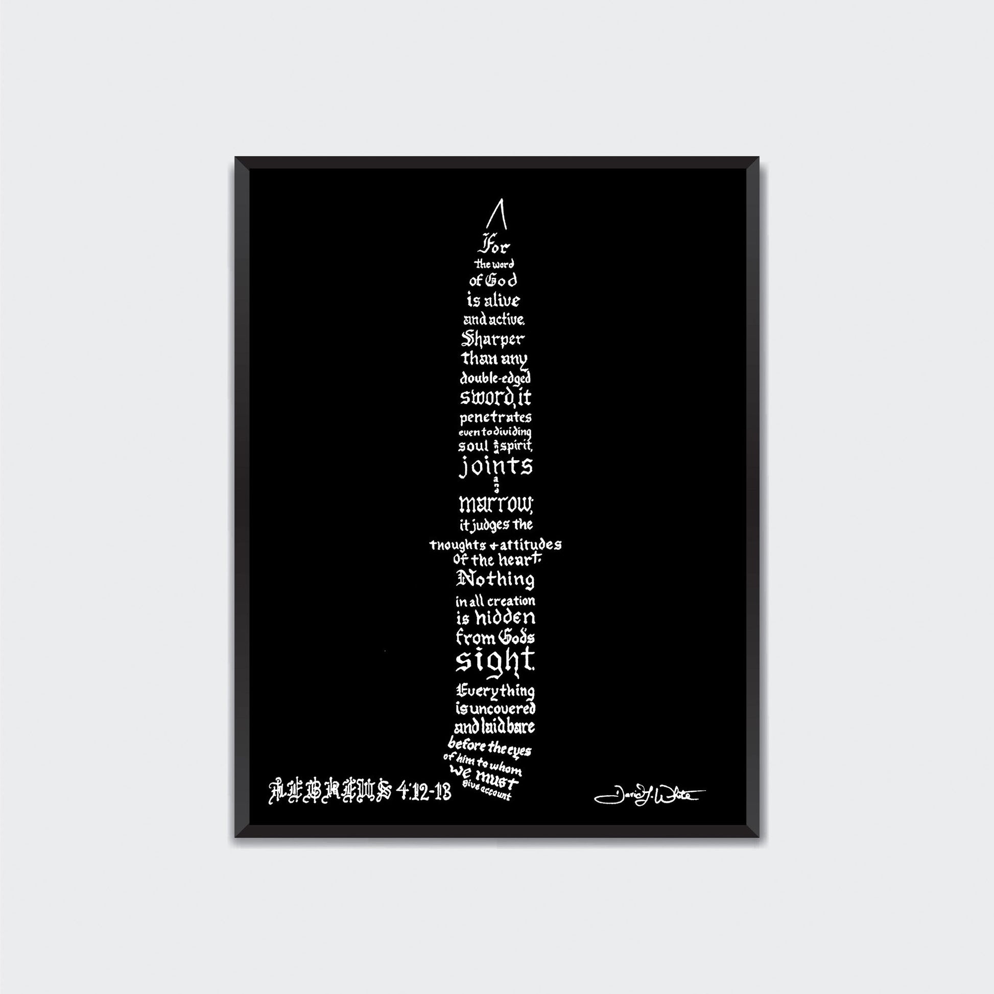 Hebrews 4:12 - 13 Christian Wall Art Calligraphy Print - New Life Calligraphy