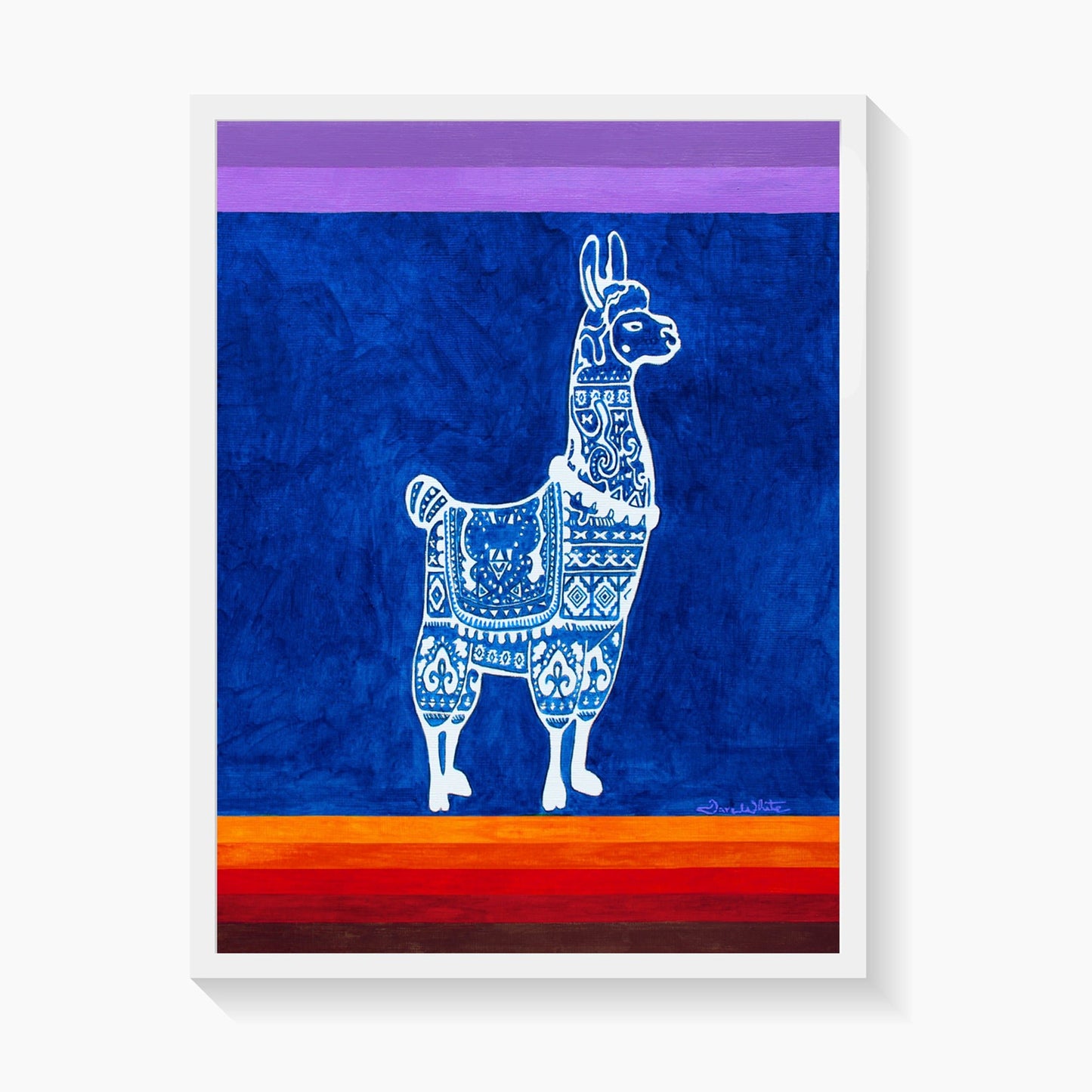 Llama Painting Art Print, Latin American Indigenous Patterns Art - Dave White Artist