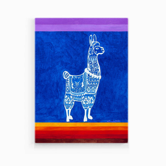 Llama Painting Art Print, Latin American Indigenous Patterns Art - Dave White Artist