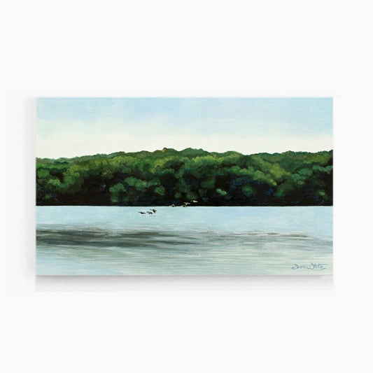 Potomac River Geese Painting Art Print - Dave White Artist