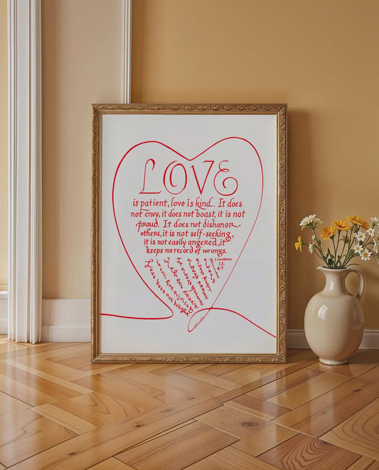 1 Corinthians 13 4 7 Bible Verse Calligraphy Art Print