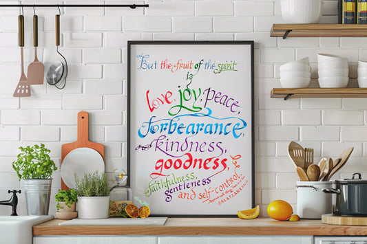 The Fruit of the Spirit Galatians 5 22 23 Bible Calligraphy Print