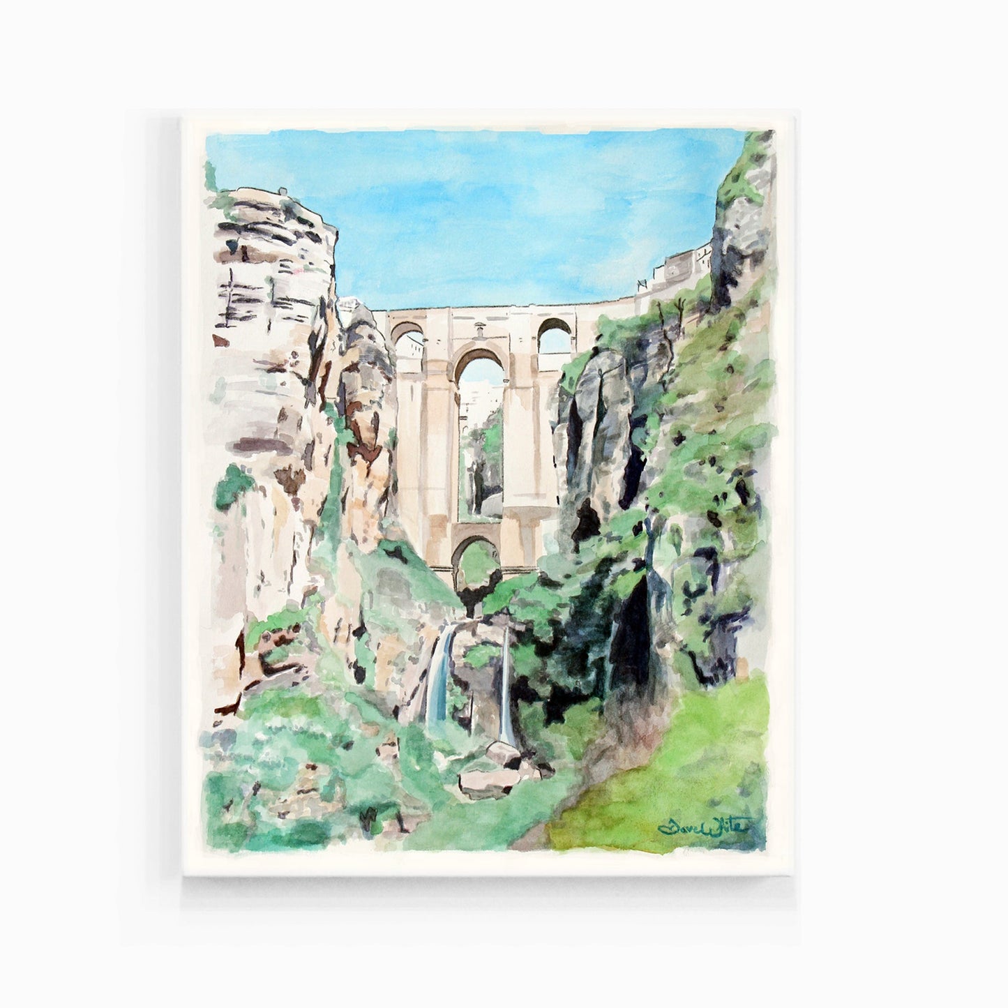 Ronda Spain Watercolor Painting Art Print - Dave White Artist