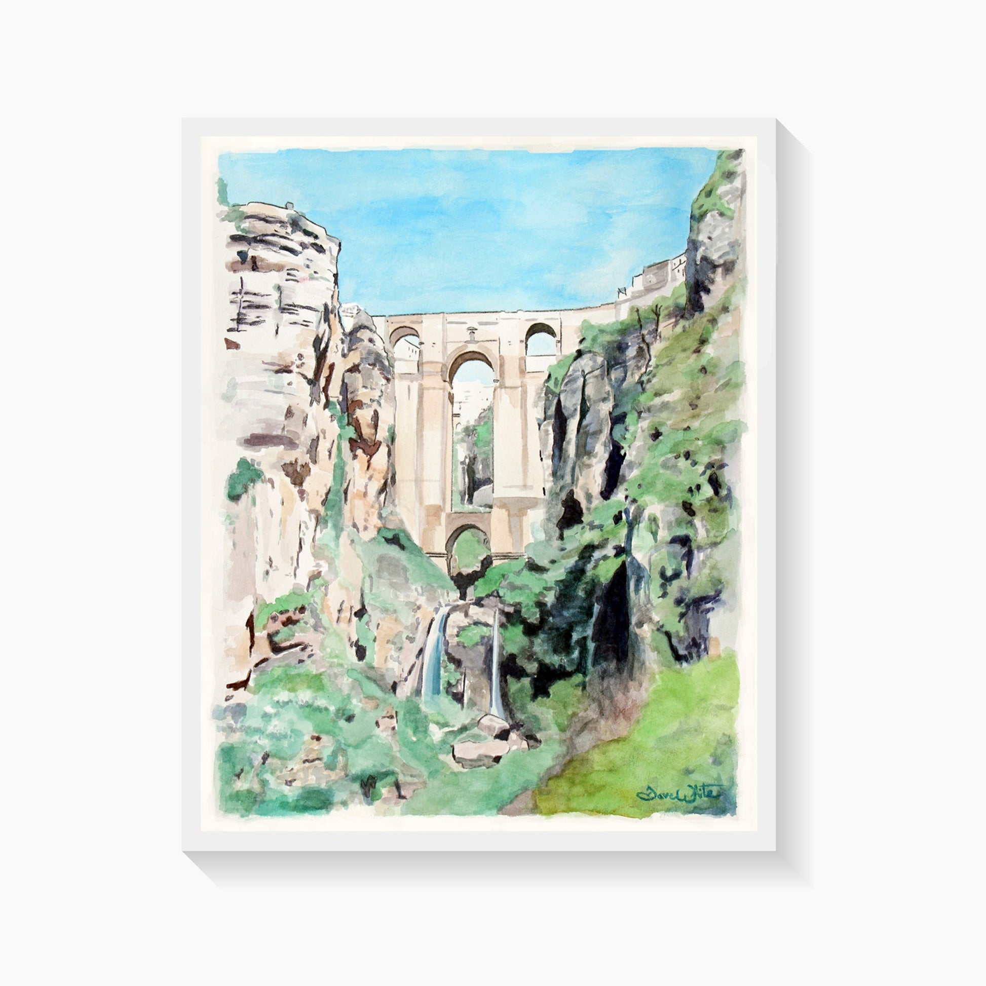 Ronda Spain Watercolor Painting Art Print - Dave White Artist